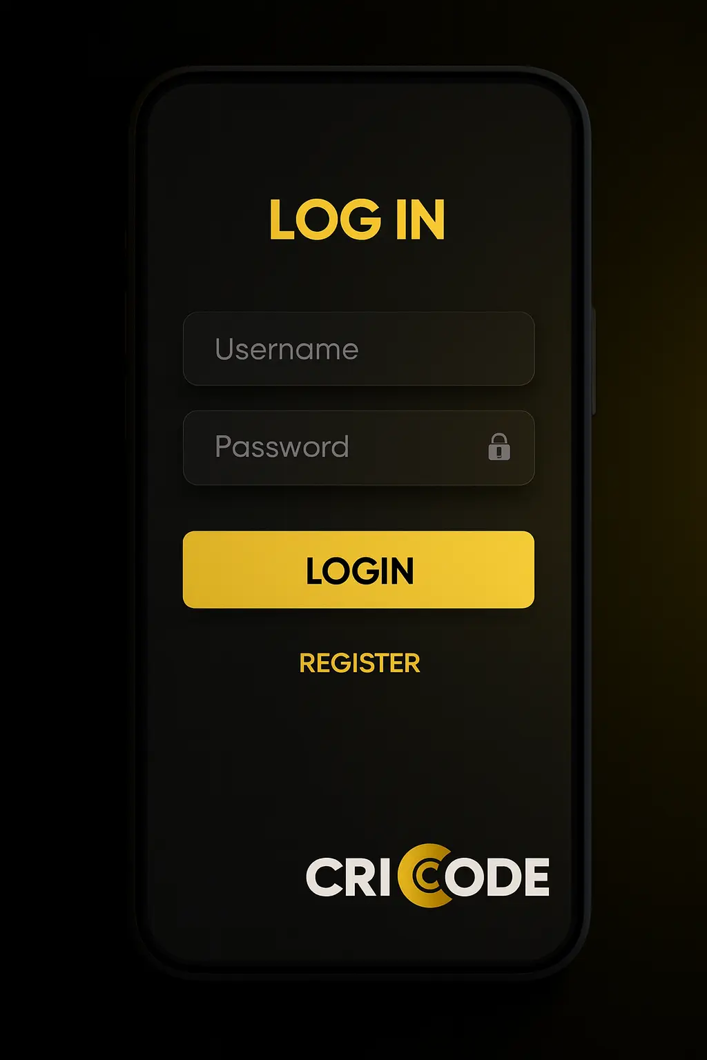 CricCode login screen preview