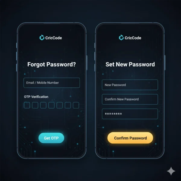 CricCode Password Reset Page 2025 Interface