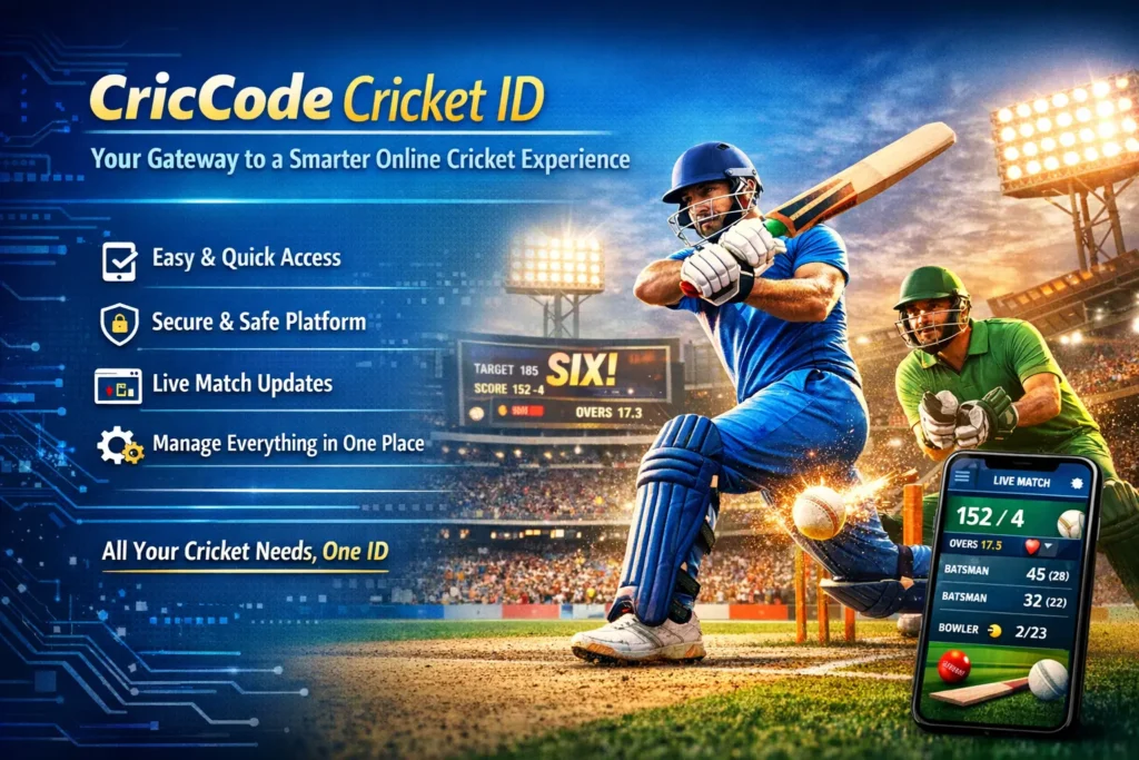 CricCode Cricket ID online platform with live cricket match and mobile dashboard