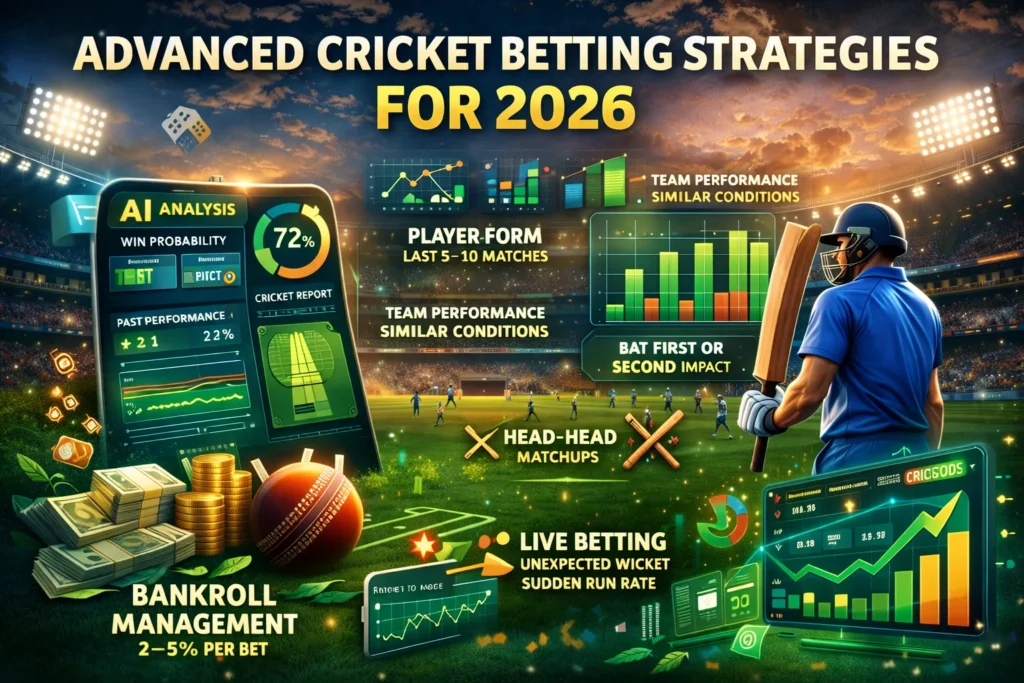 Advanced cricket betting strategies 2026 infographic illustration