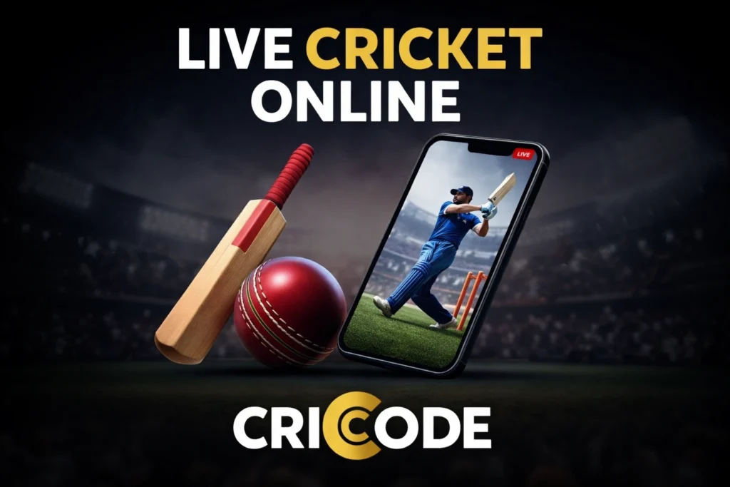 Live Cricket Online CRI CODE logo on dark background
