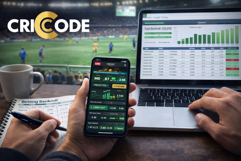 CRICODE live sports betting bankroll management dashboard with risk control strategy