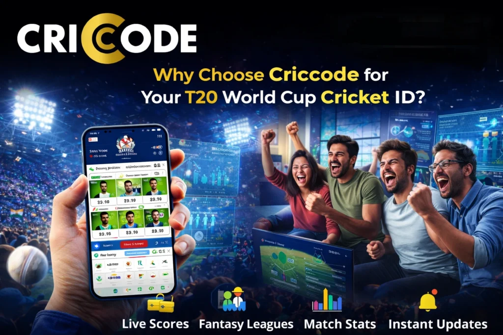 Criccode T20 World Cup Cricket ID platform logo for live scores and fantasy cricket