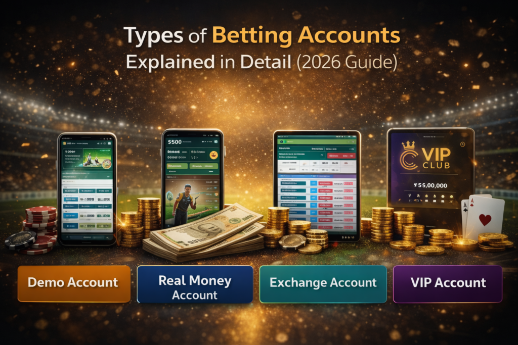 Types of Betting Accounts 2026 including demo, real money, exchange and VIP accounts explained