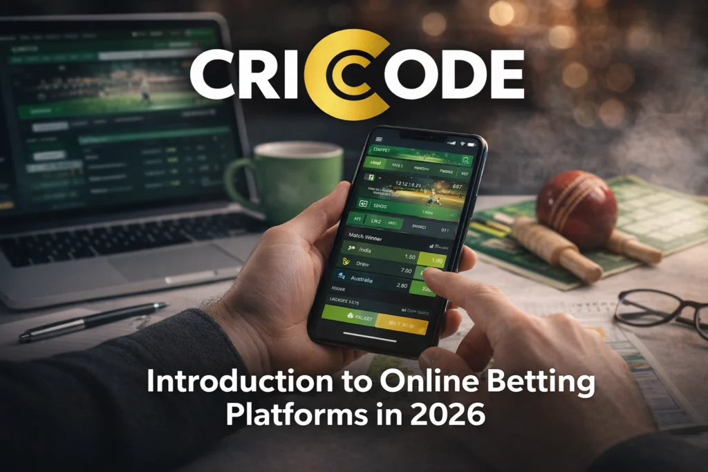 CRICODE online betting platform dashboard with live cricket betting interface
