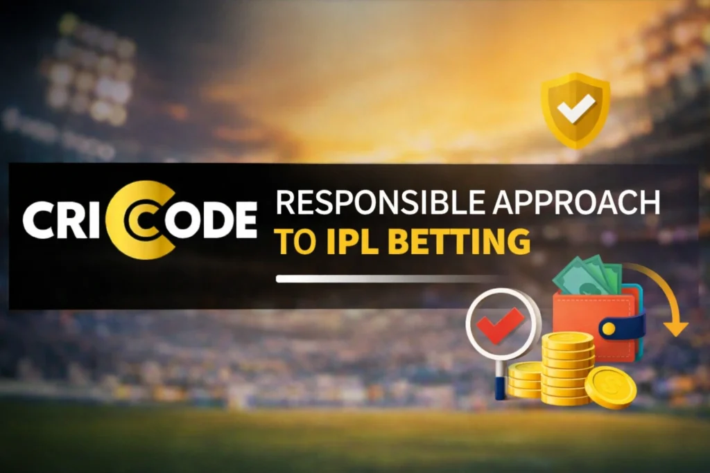 Responsible Approach to IPL Betting with CricCode logo promoting safe and responsible online cricket betting practices
