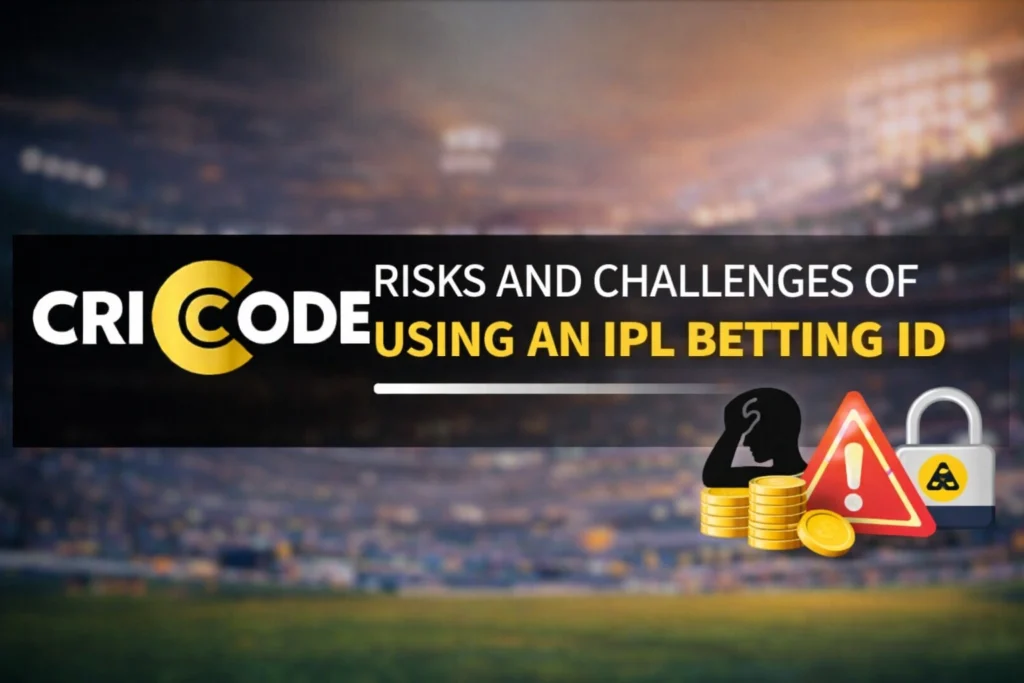 Risks and challenges of using an IPL Betting ID with CricCode logo highlighting online cricket betting risks